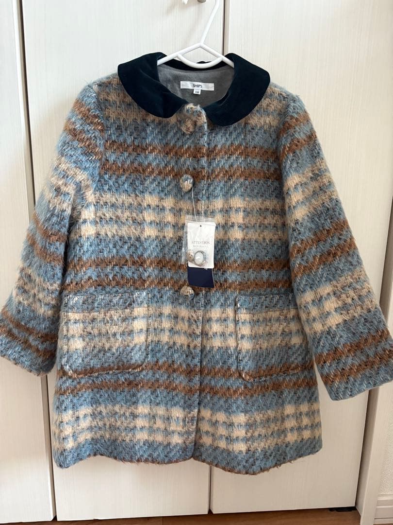 SHIPS KIDS シャギー チェック コート 110