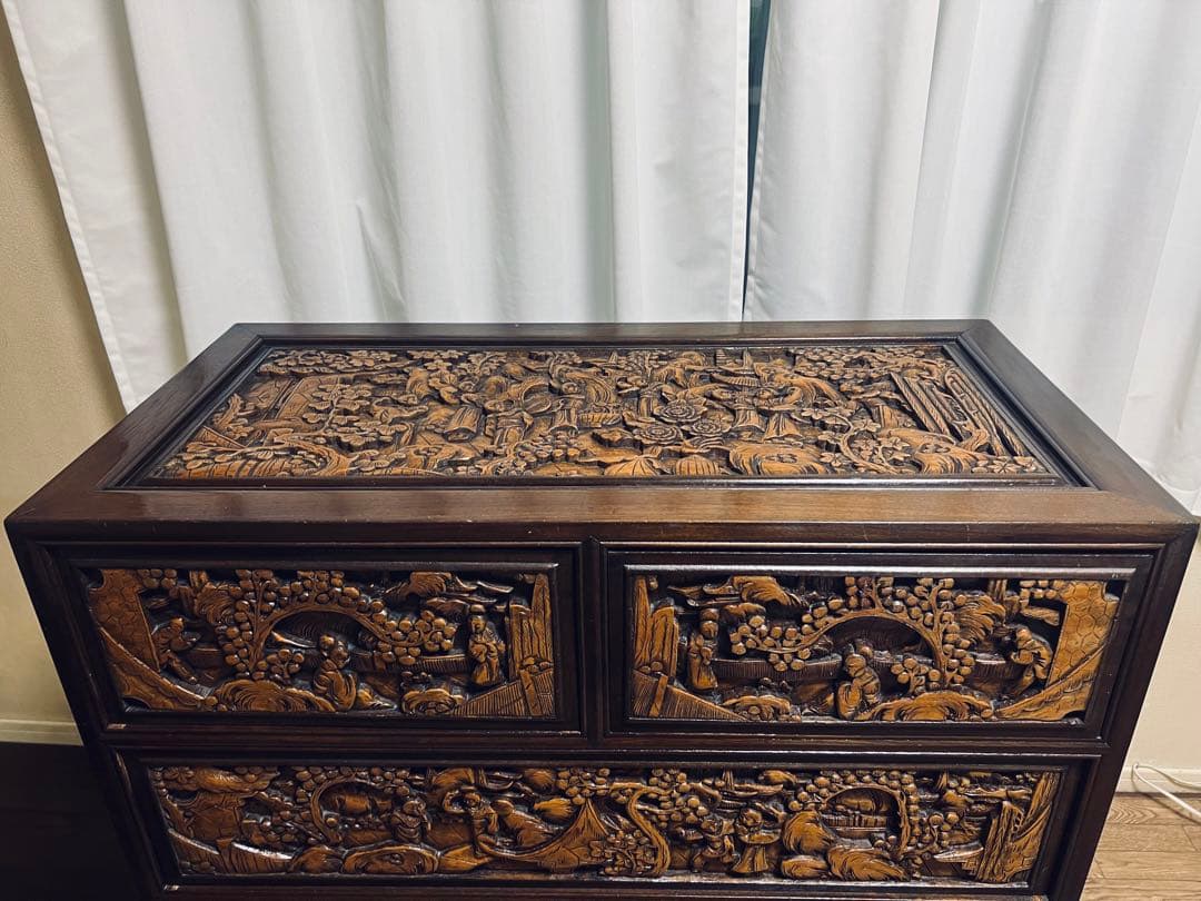 ☆*）様 お値下げです♡アンティーク家具　アジアンスタイル 木製彫刻家具 5段