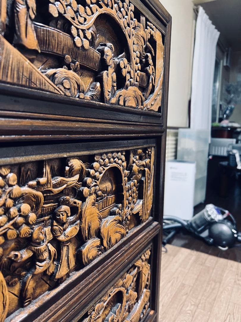 ☆*）様 お値下げです♡アンティーク家具　アジアンスタイル 木製彫刻家具 5段