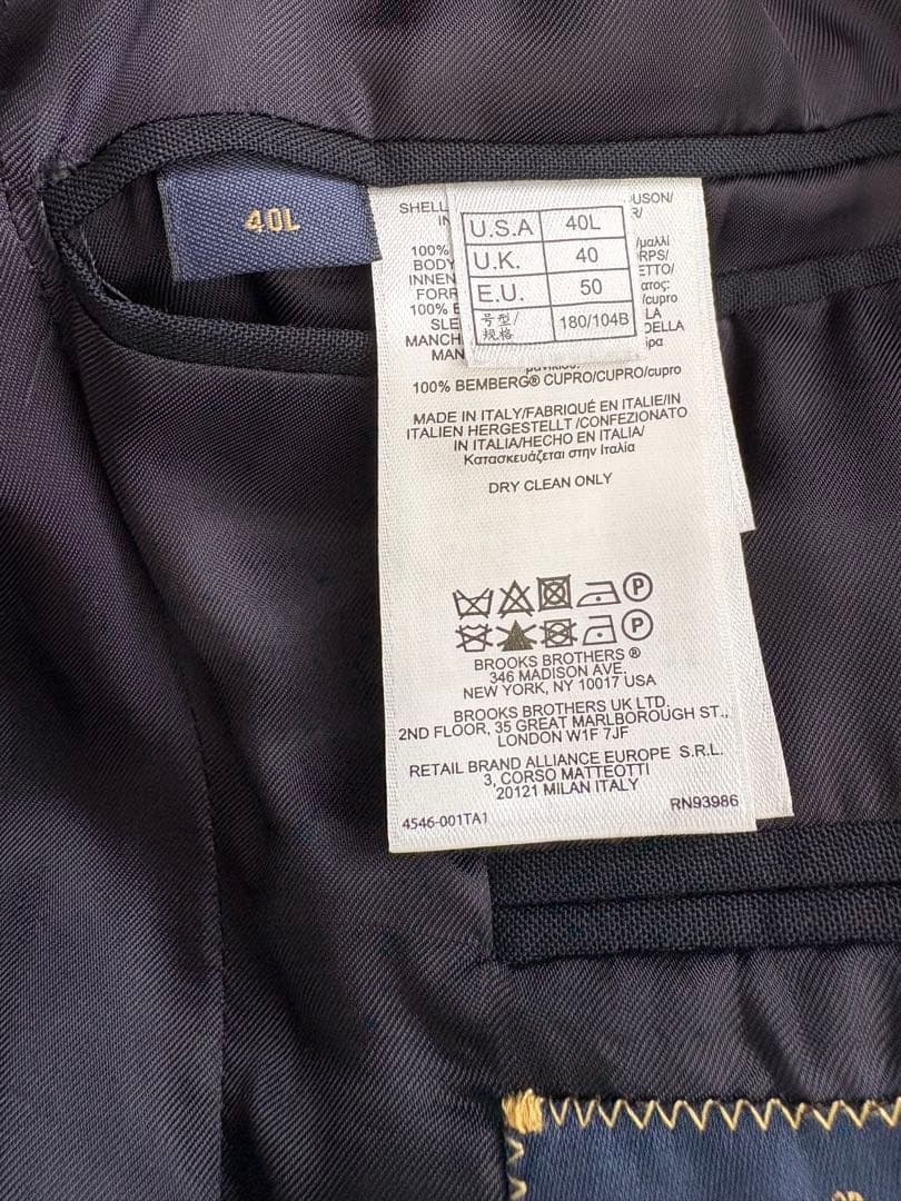 Brooks Brothers ネイビーブレザー　40L