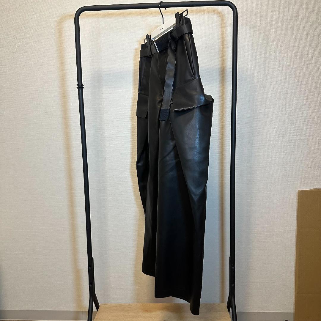 sacai サカイ 25AW フェイクレザーパンツ 黒 サイズ1