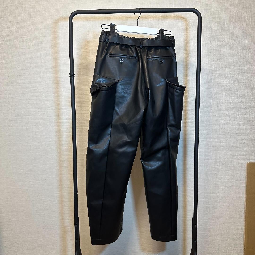 sacai サカイ 25AW フェイクレザーパンツ 黒 サイズ1