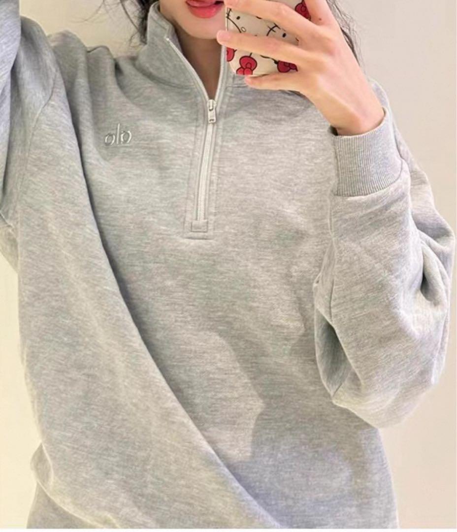 ALO YOGA ジップアップ トレーナー　スウェット　裏起毛　グレー