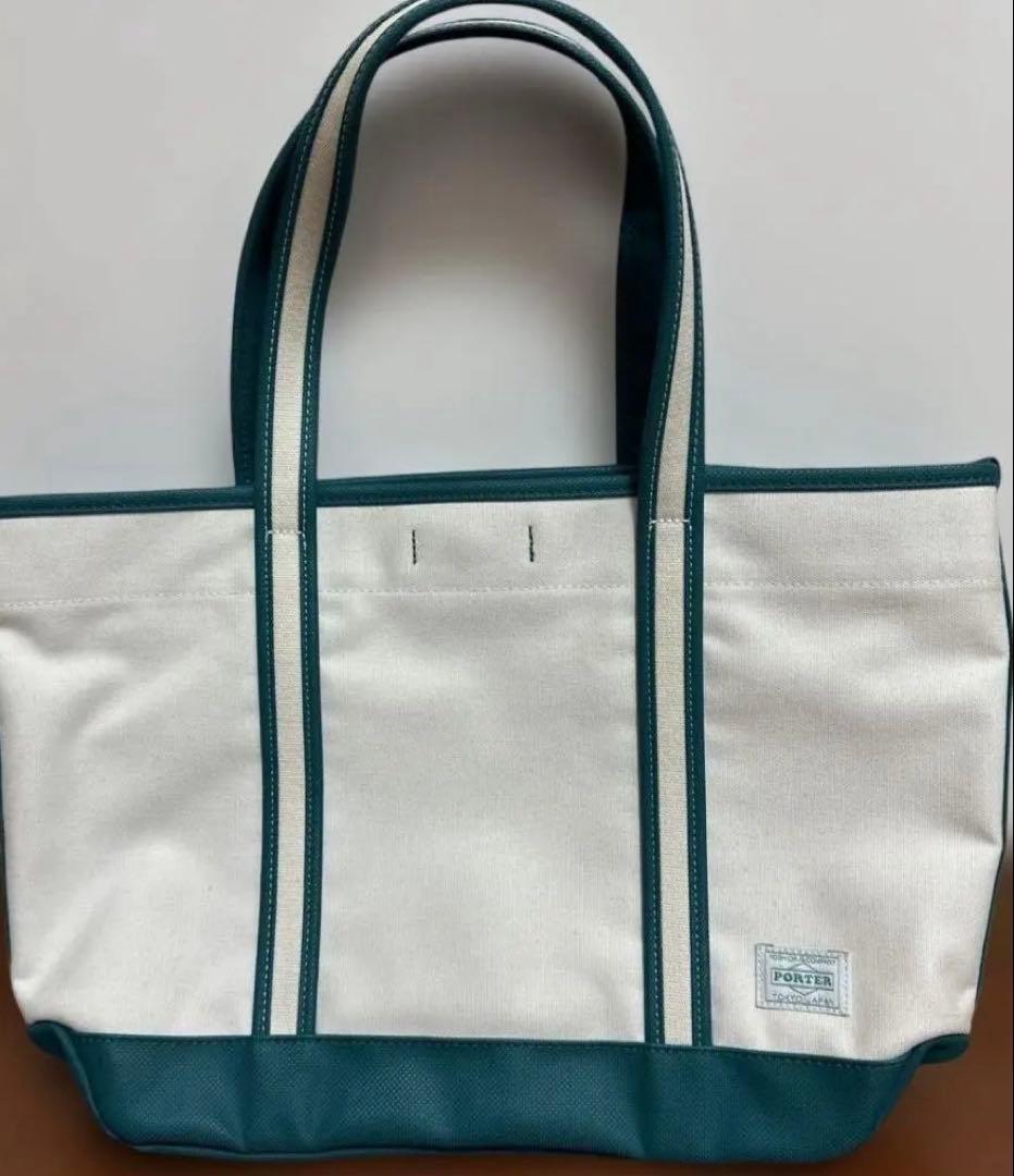 ポーター　トートバッグ ホワイト/ターコイズ キャンバス　ポーターガール