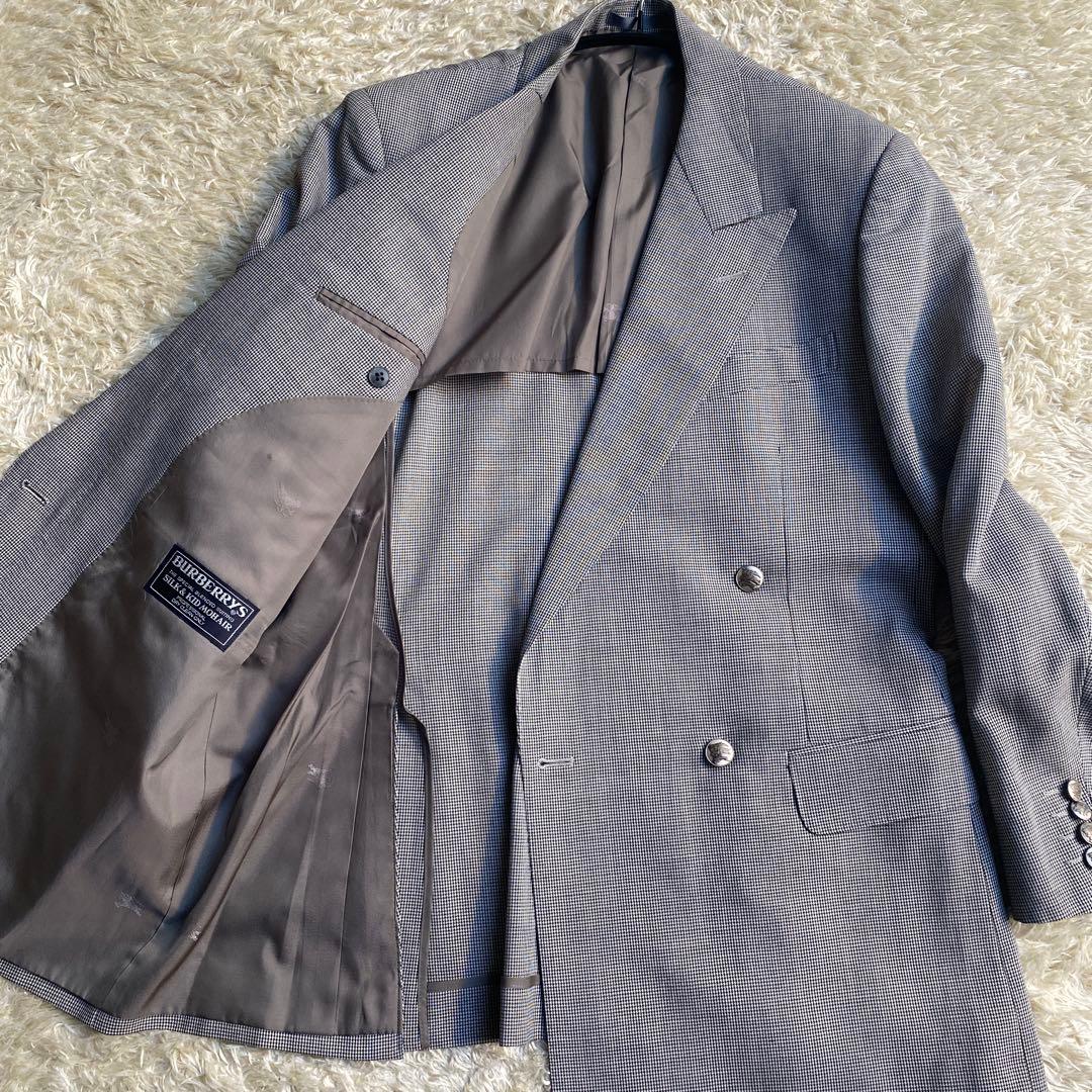 【美品】Burberrys バーバリー ダブルプレスト テーラードジャケット 銀
