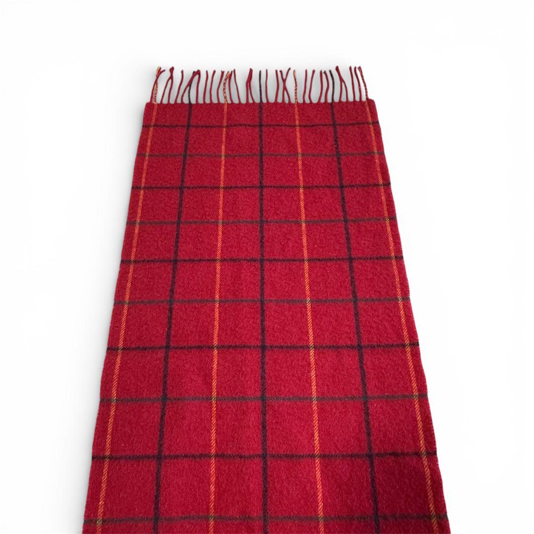 Burberry's カシミヤ100% バーバリー 赤 チェック柄 マフラー