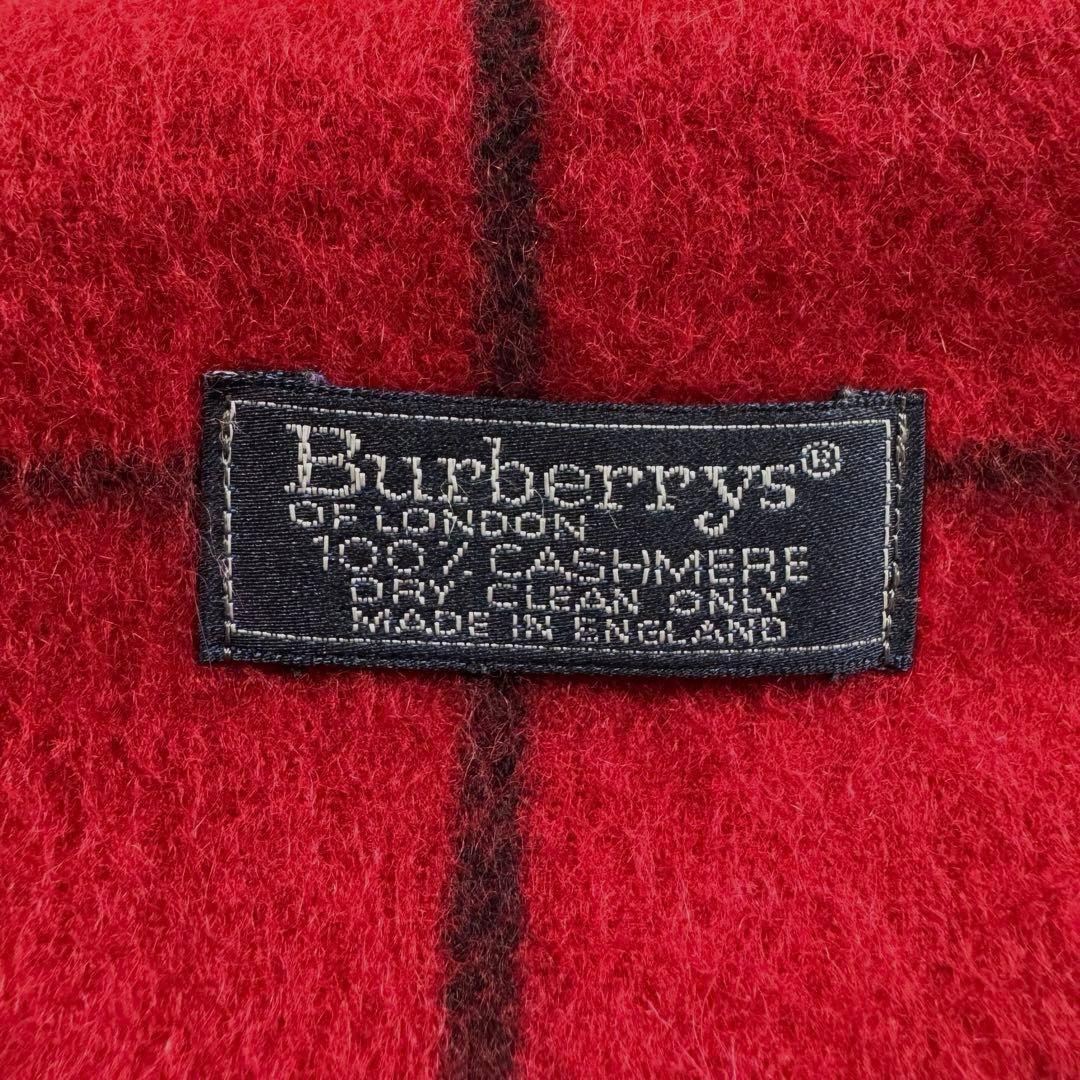 Burberry's カシミヤ100% バーバリー 赤 チェック柄 マフラー