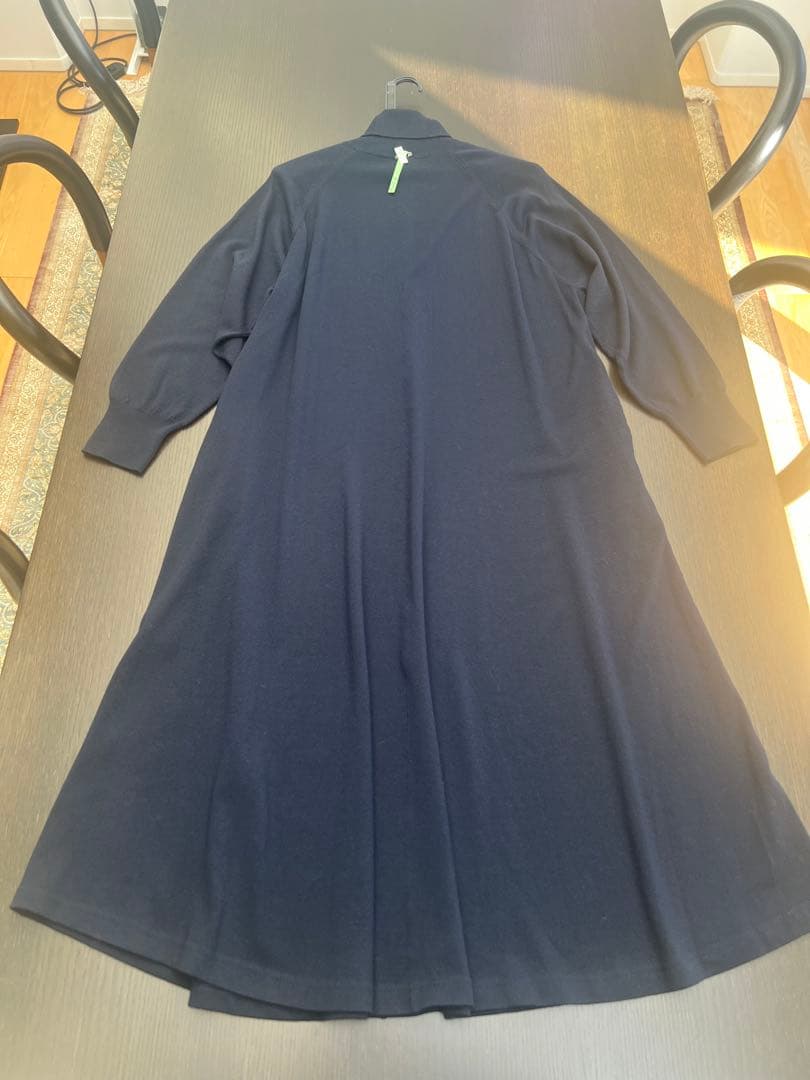 ebure 美品ウール ハイネックニット ロング ワンピース ネイビー