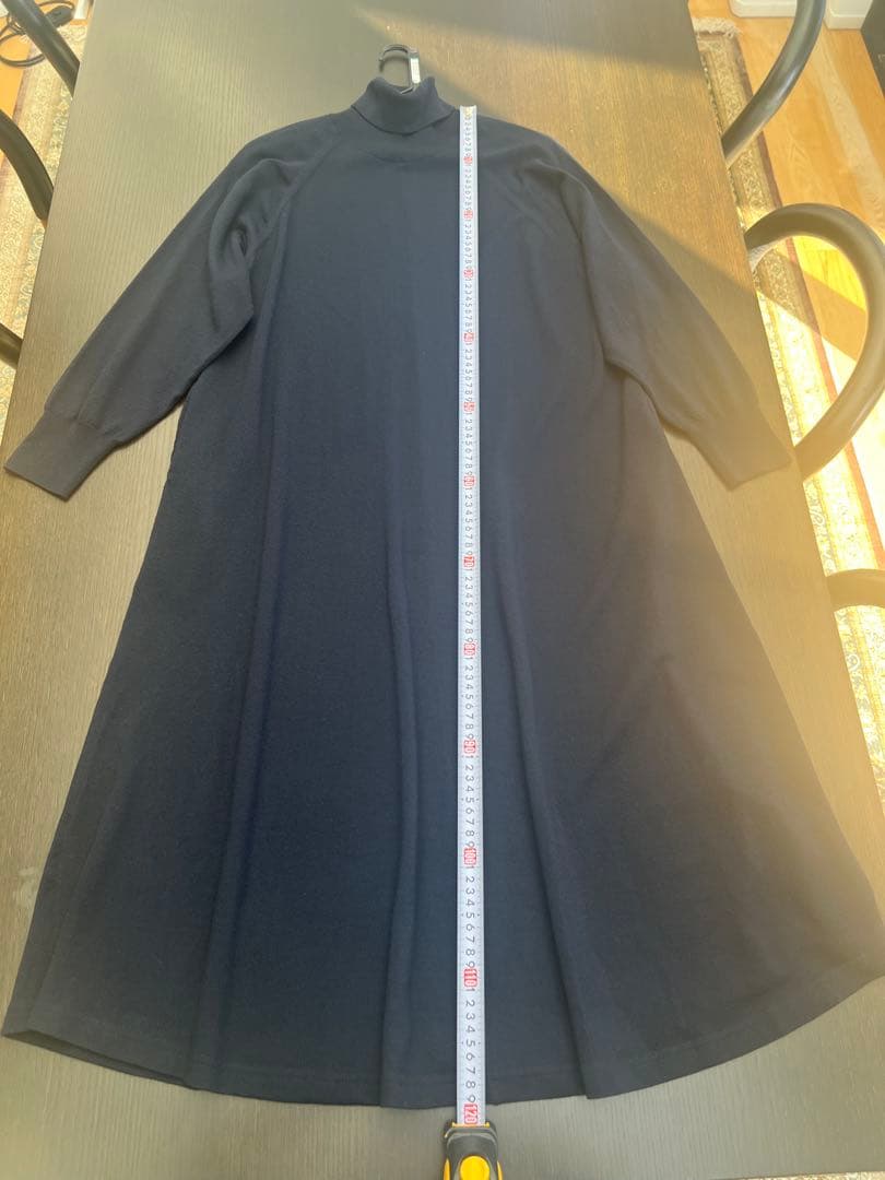 ebure 美品ウール ハイネックニット ロング ワンピース ネイビー