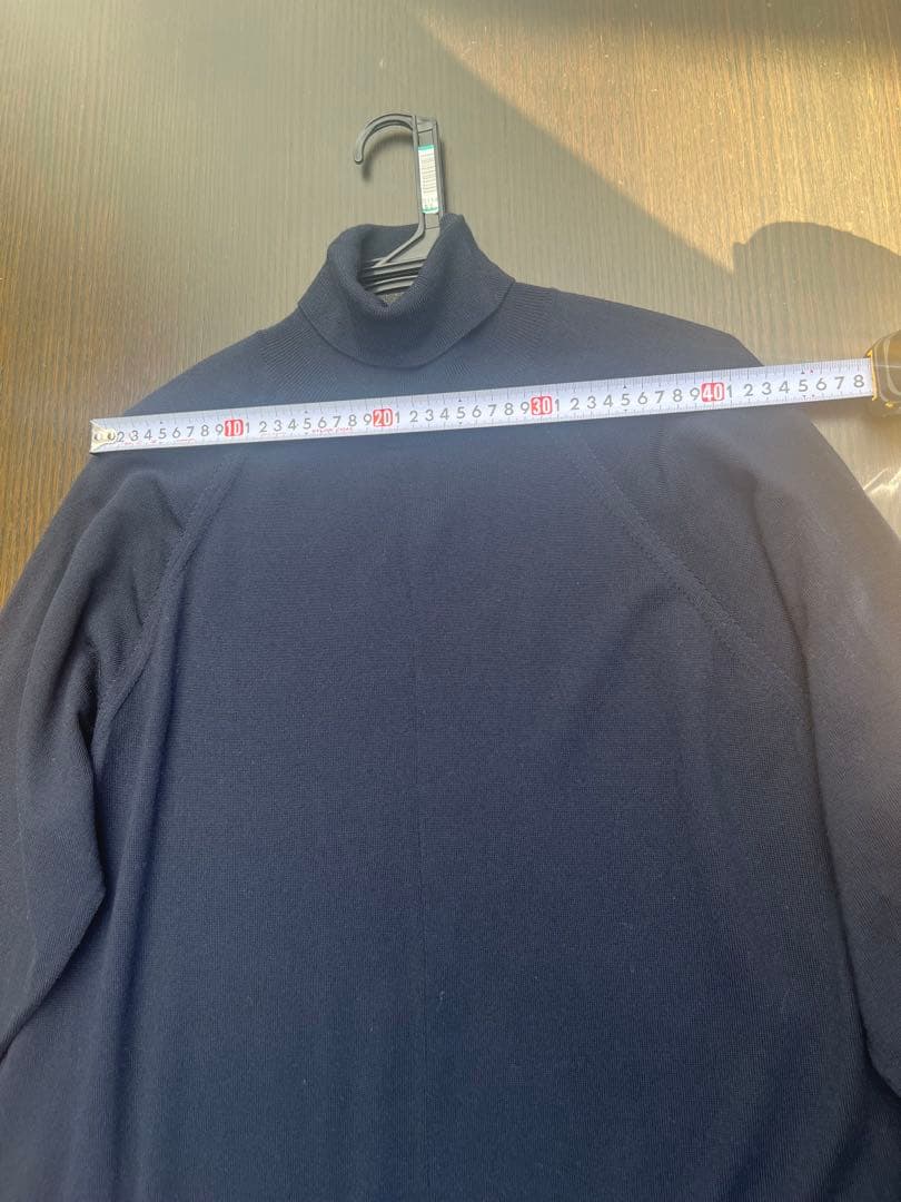 ebure 美品ウール ハイネックニット ロング ワンピース ネイビー