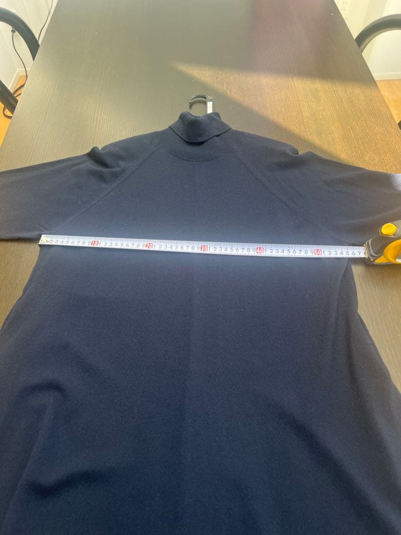 ebure 美品ウール ハイネックニット ロング ワンピース ネイビー