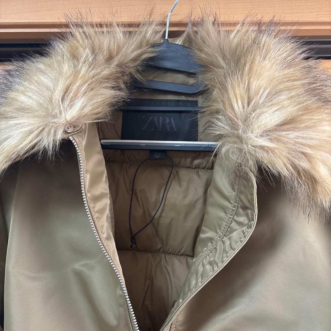 【新品未使用】ZARA ザラ　フェイクファー襟ボンバージャケット　S