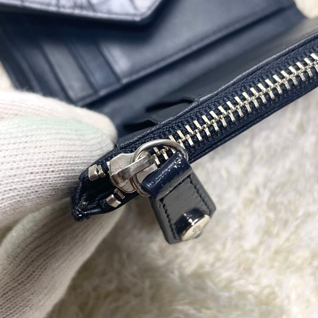 ヴィヴィアンウエストウッド 三つ折り財布 クロコ型押し ネイビー