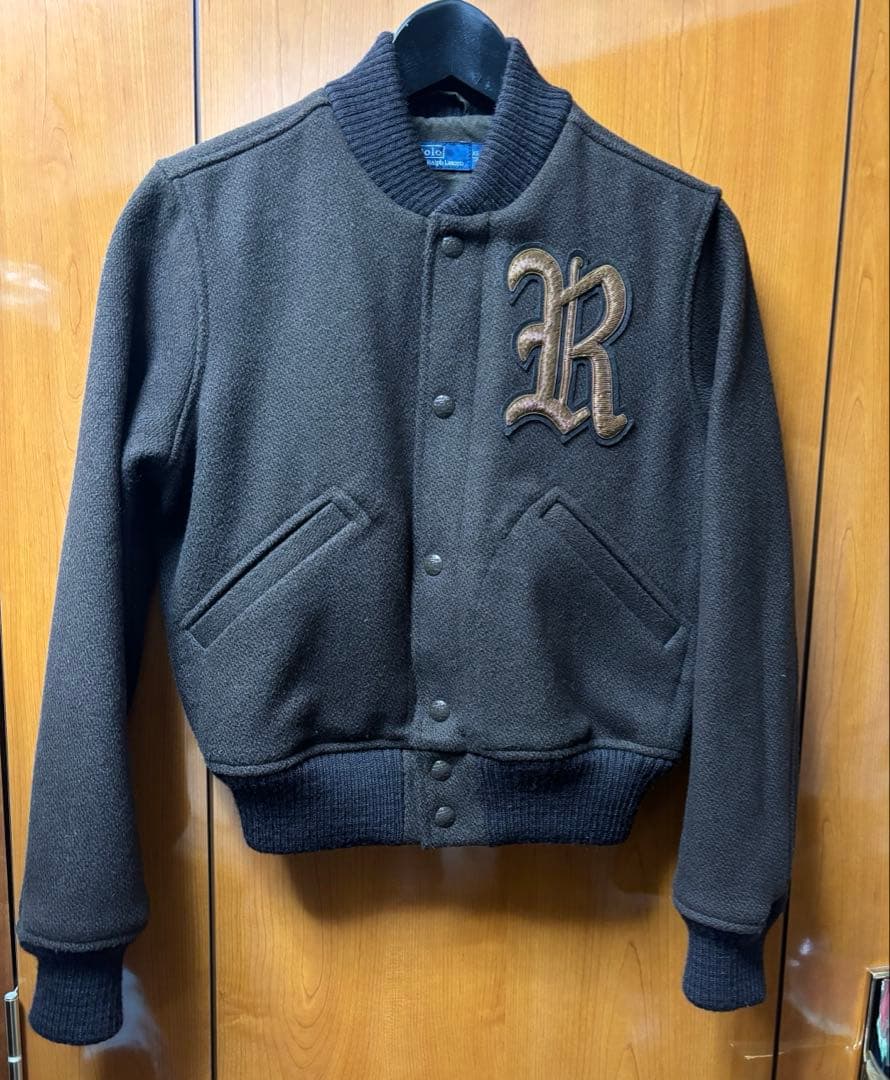 ポロ ラルフローレン ウールブレンド ツイル レターマン ジャケット