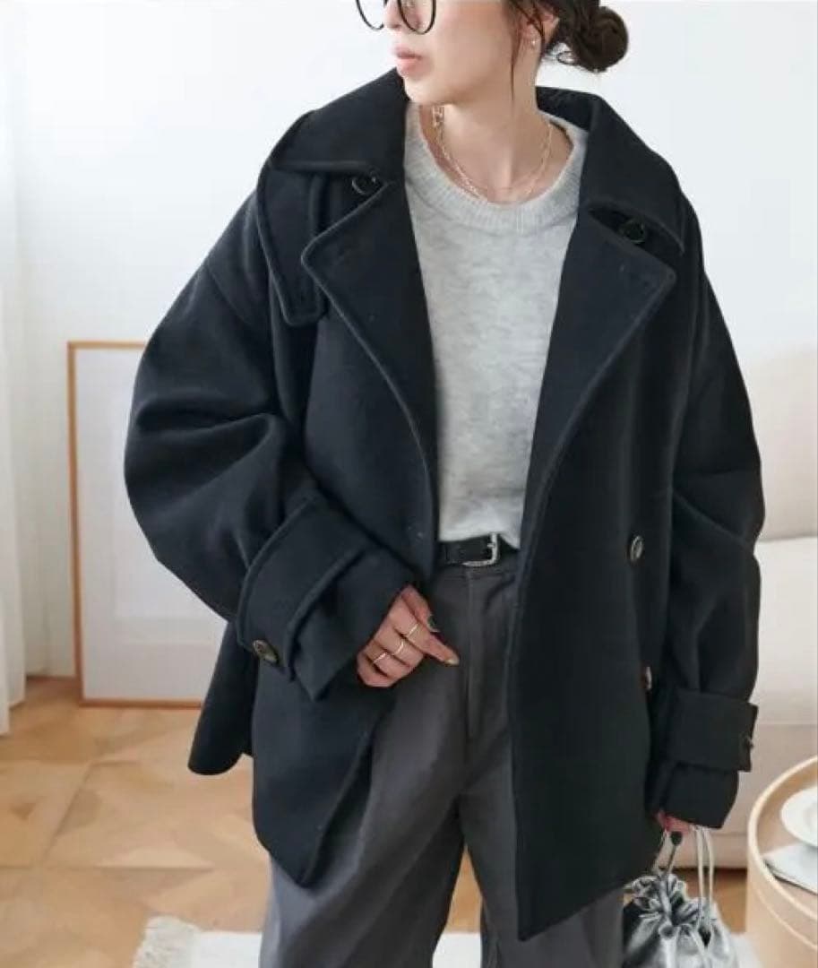 DISCOAT 中空糸スタンドミドルコートWEB限定カラー　ブラック