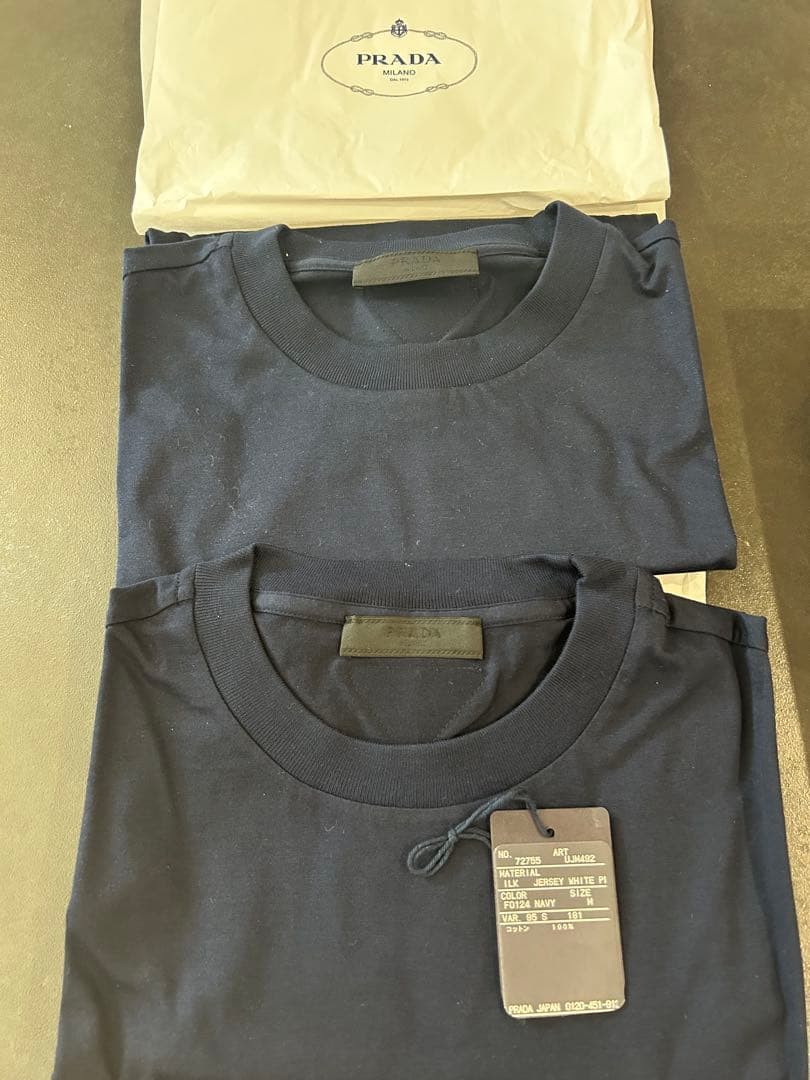 PRADA ネイビー Tシャツ M 2枚セット/ 新品 / UJM492
