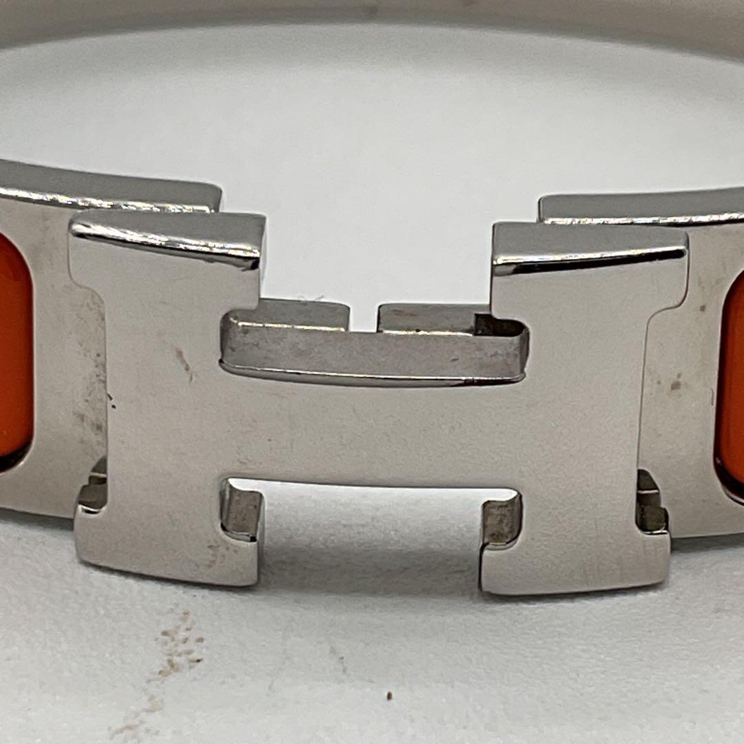 エルメス クイックH ブレスレット バングル オレンジ シルバー 箱付