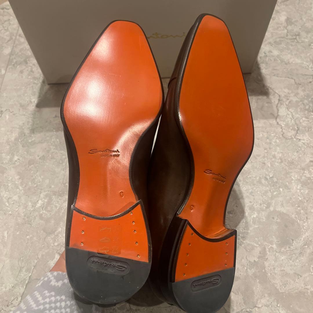 【新品未使用】Santoni ダークブラウン ビジネスシューズ　サイズ8