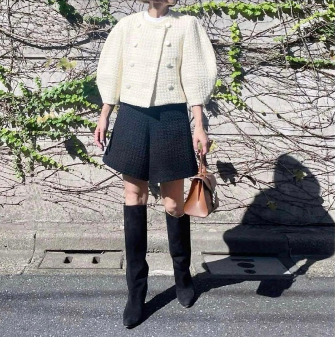 美品　シーニュ cygne ツイード ショートパンツ 黒　joelleサイズ0