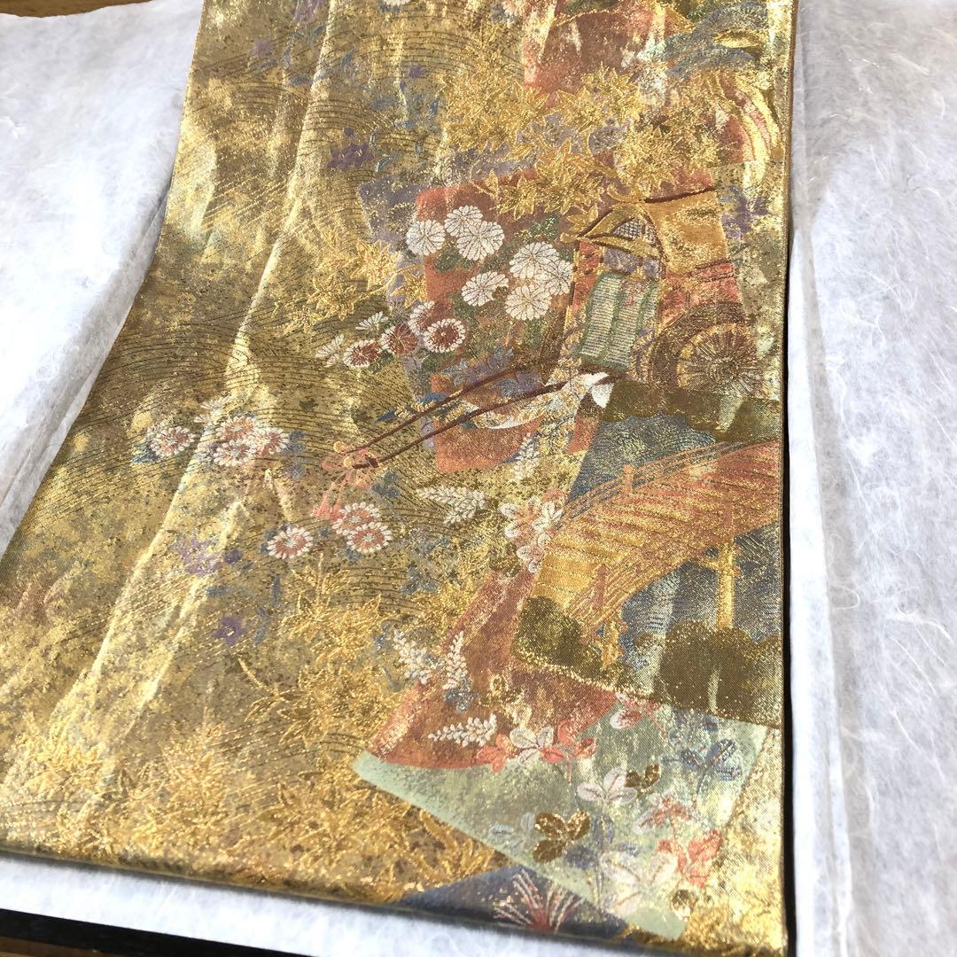 西陣織＊となみ織物　純金 純金箔　金通　袋帯　王朝の雅　証明書あり