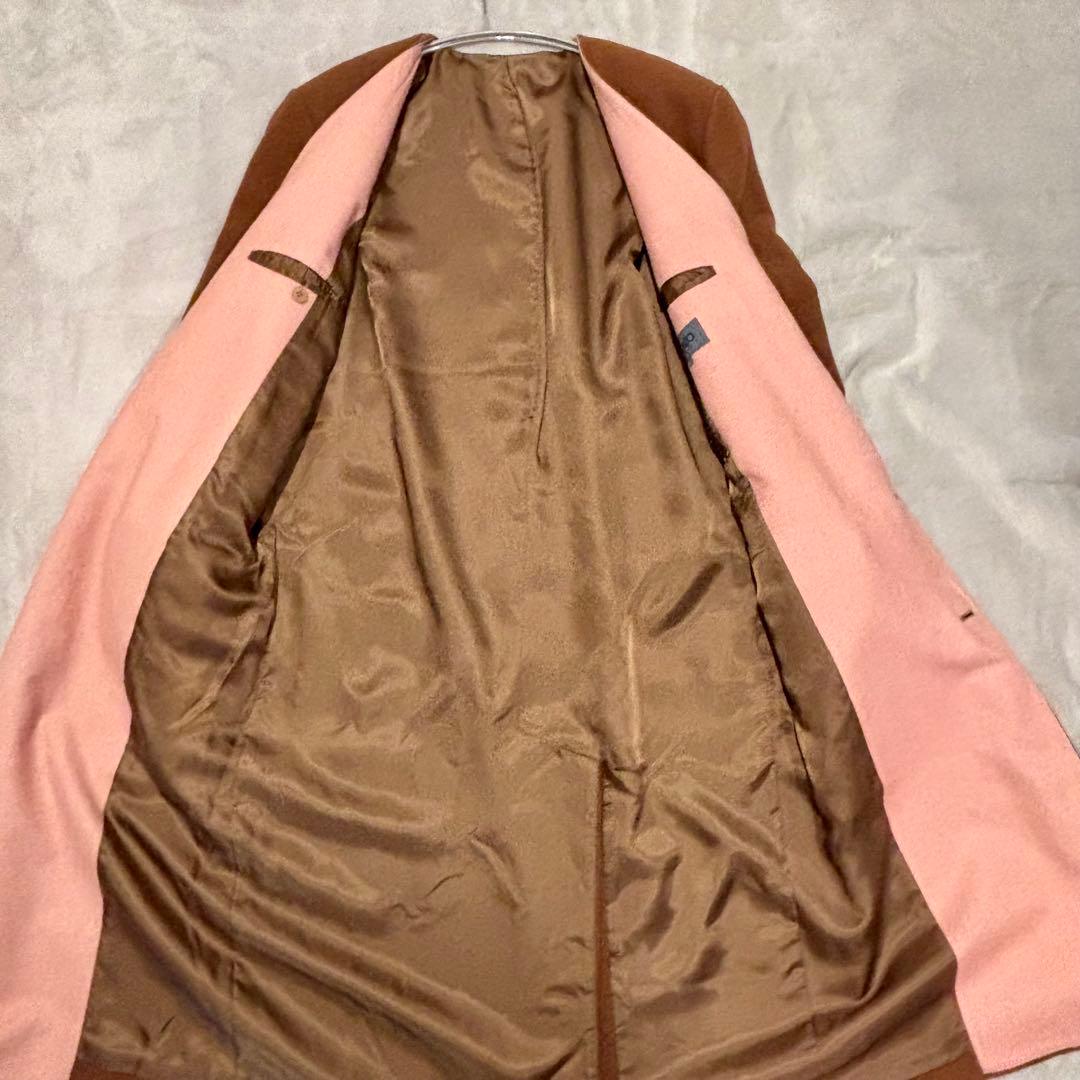 未使用　KENZO ケンゾー ノーカラーロングコート キャメル アンゴラ混ウール