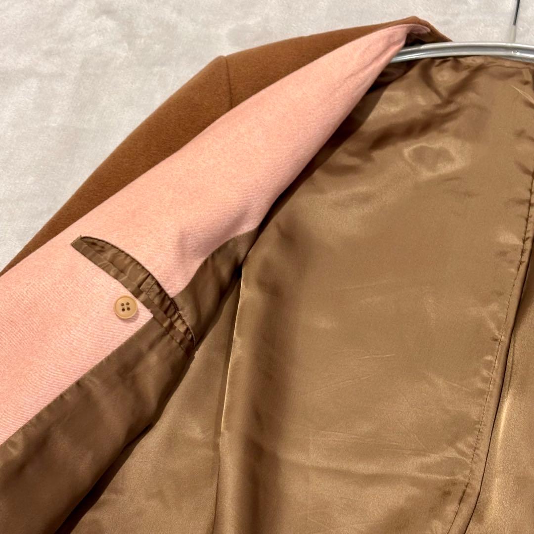 未使用　KENZO ケンゾー ノーカラーロングコート キャメル アンゴラ混ウール