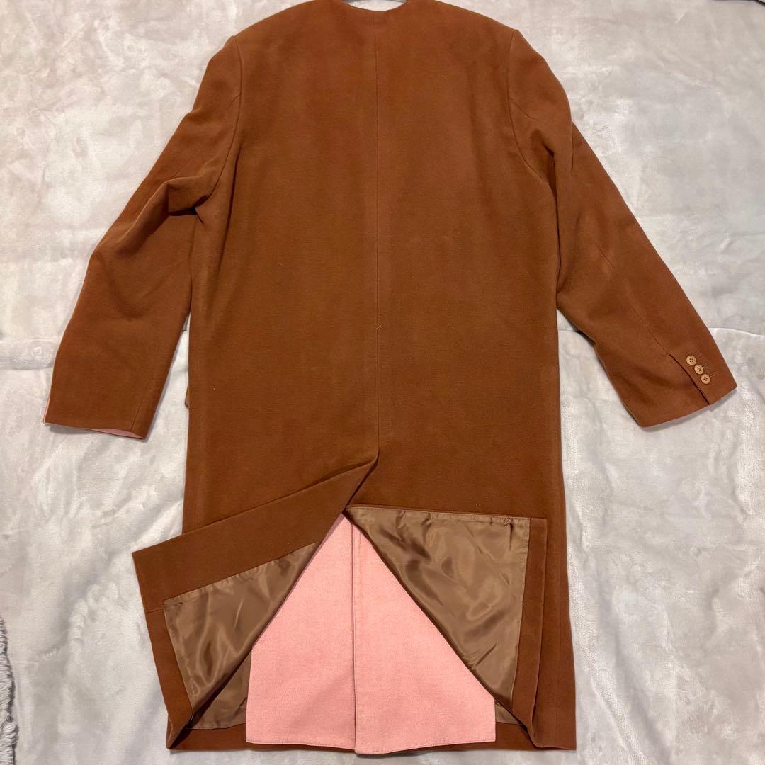 未使用　KENZO ケンゾー ノーカラーロングコート キャメル アンゴラ混ウール