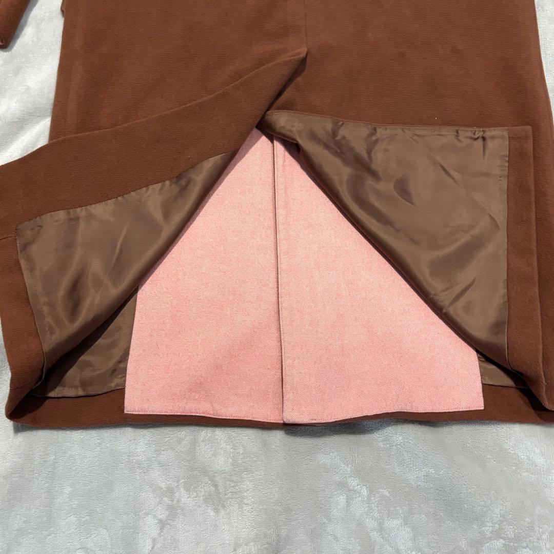 未使用　KENZO ケンゾー ノーカラーロングコート キャメル アンゴラ混ウール