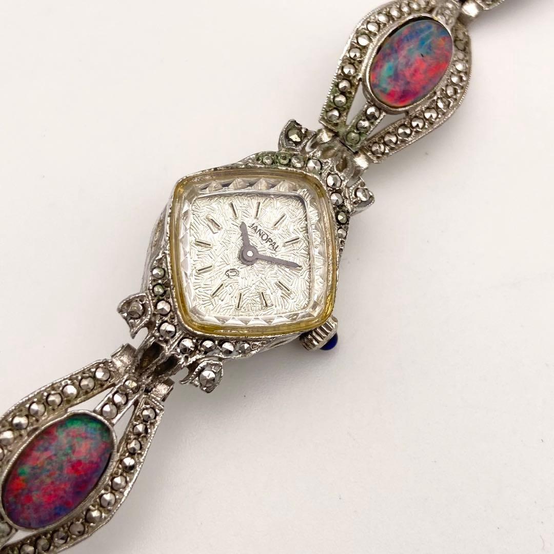 専用　JANOPAL ブレスウォッチ 石付き 新品電池 クォーツ シルバー