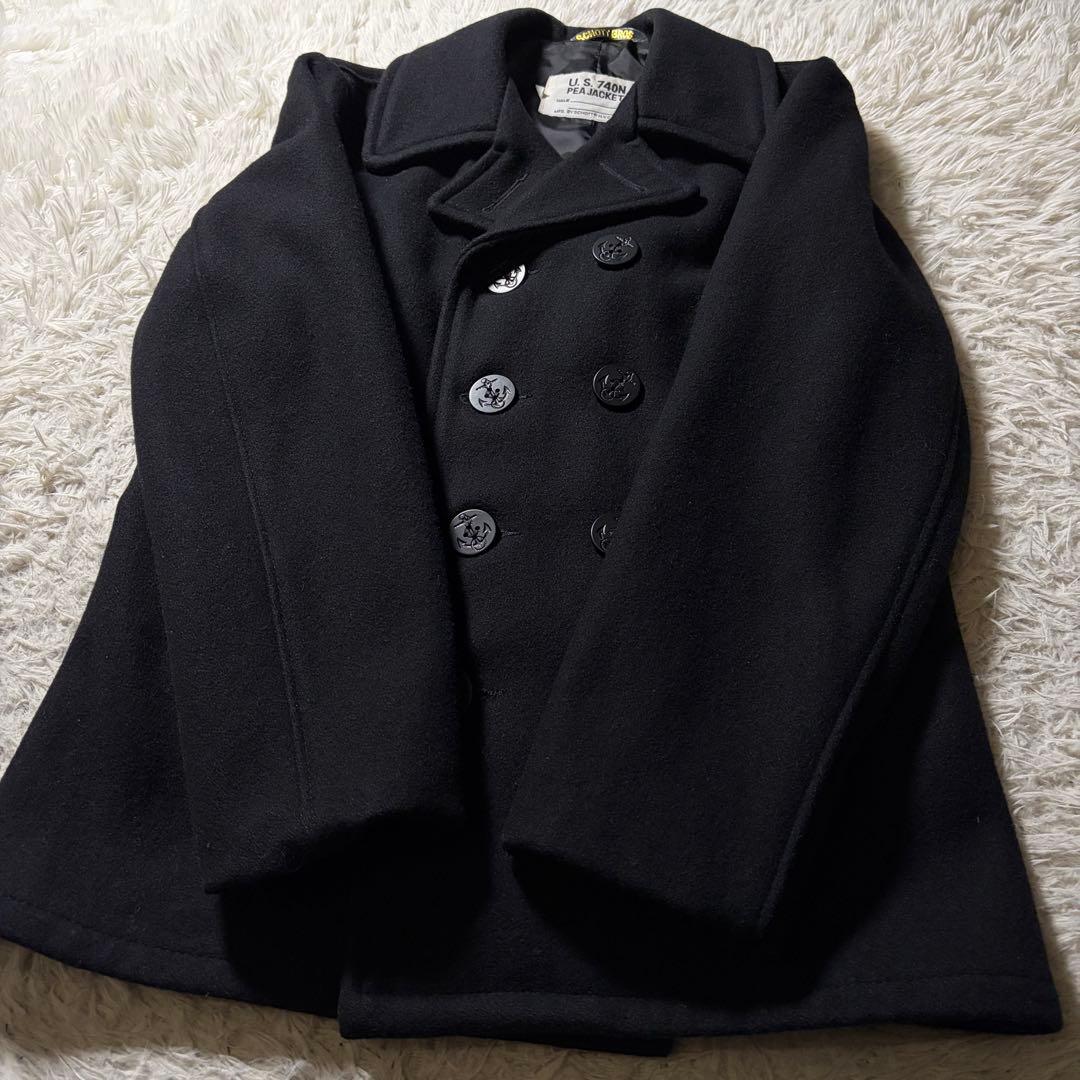 美品■schott ピーコート　753US ネイビー USA製　40