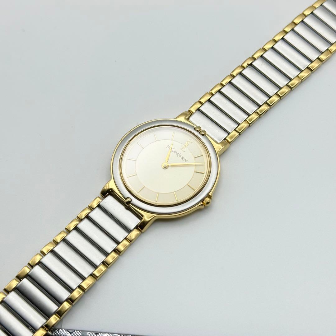 ✨新品電池・稼働✨サンローラン 腕時計 クォーツ ラウンド コンビ ユニセックス