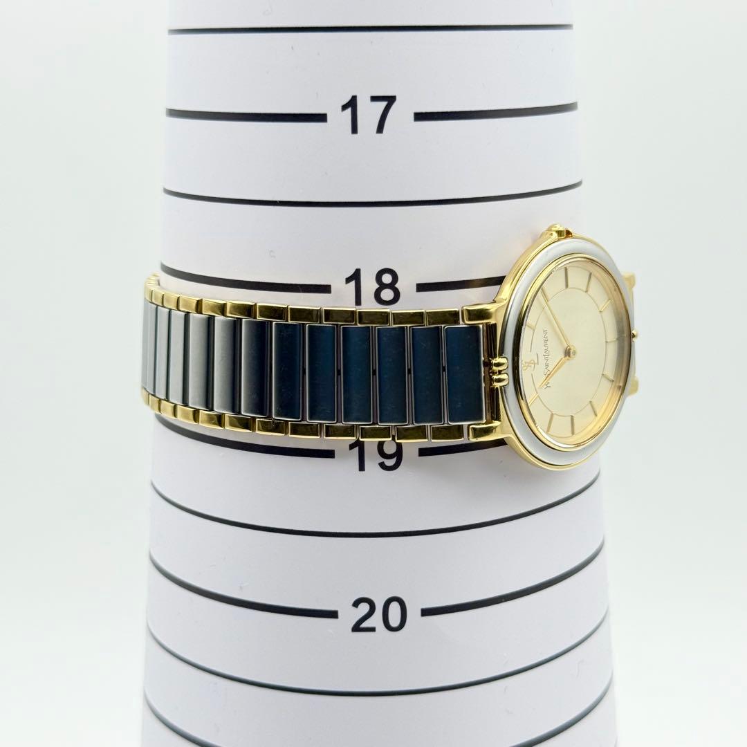 ✨新品電池・稼働✨サンローラン 腕時計 クォーツ ラウンド コンビ ユニセックス