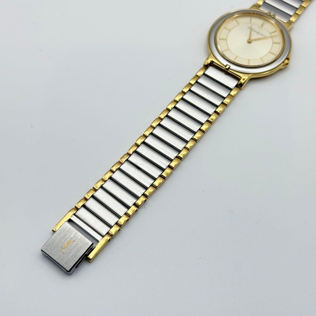 ✨新品電池・稼働✨サンローラン 腕時計 クォーツ ラウンド コンビ ユニセックス