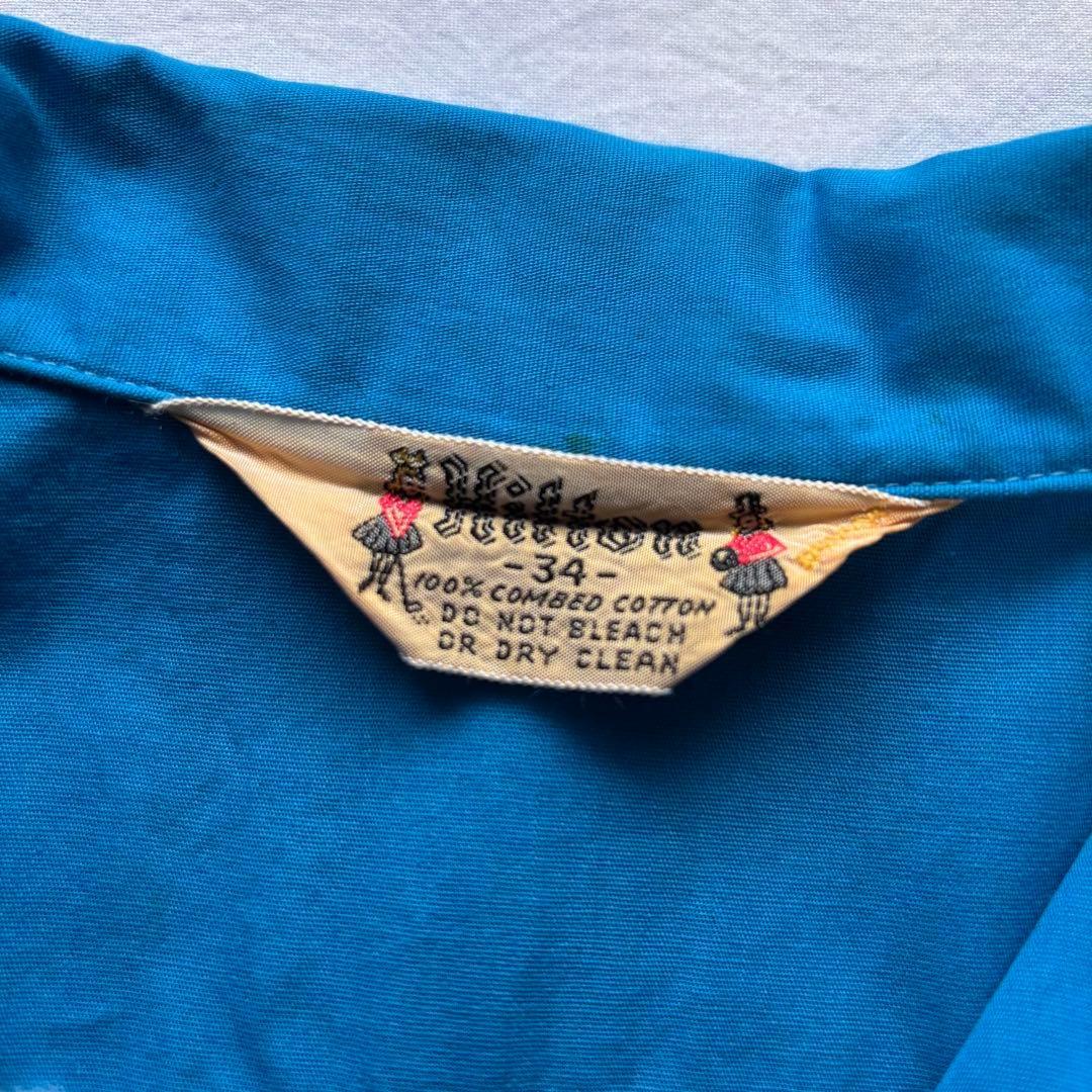 ヒルトン　ボーリングシャツ　半袖シャツ　ブルー　ヴィンテージ　古着　サイズ34