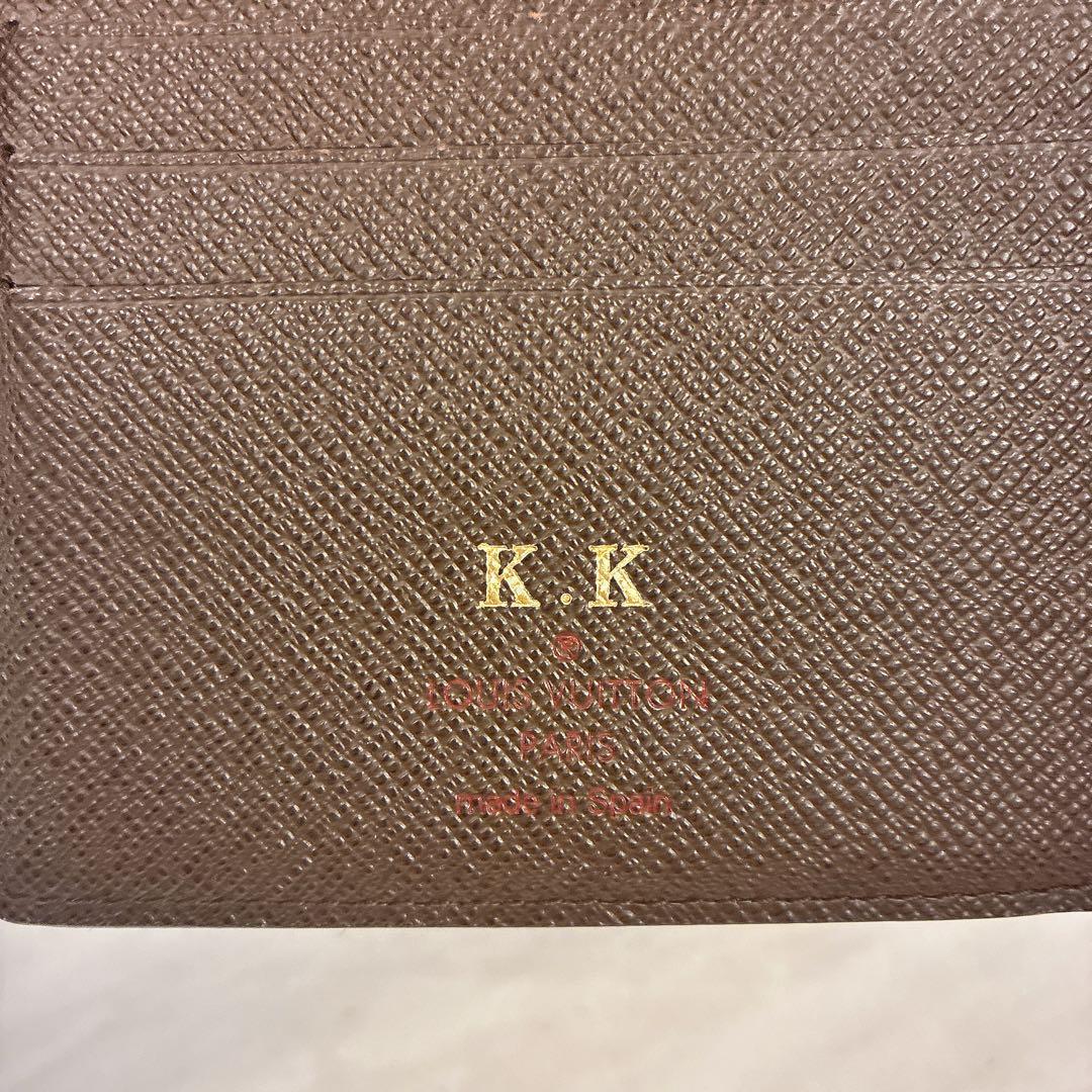 【正規品】LOUIS VUITTONダミエ二つ折り財布 イニシャル刻印あり 美品