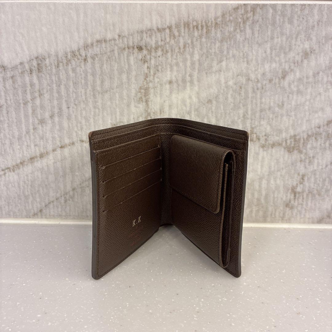 【正規品】LOUIS VUITTONダミエ二つ折り財布 イニシャル刻印あり 美品