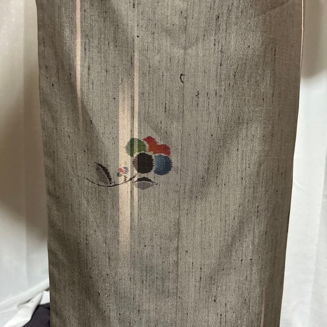 未使用近い　美品　袷　正絹　生紬　小紋　フルセット　美品西陣名古屋帯