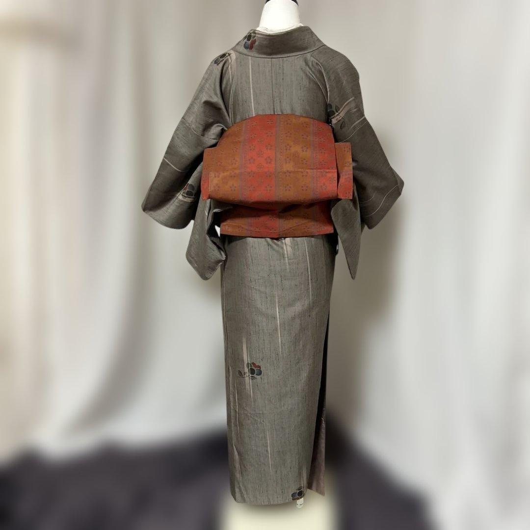 未使用近い　美品　袷　正絹　生紬　小紋　フルセット　美品西陣名古屋帯
