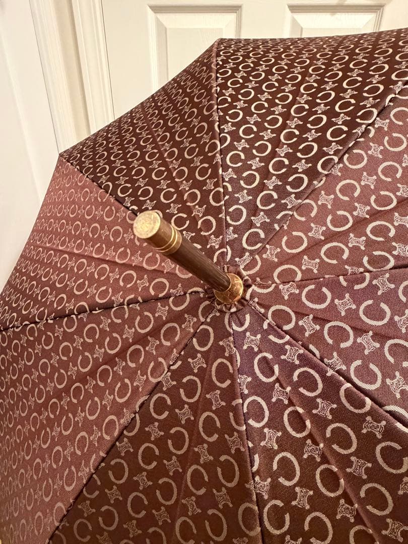 【極美品】CELINE セリーヌ マカダム柄 長傘 ブラウン 軽量