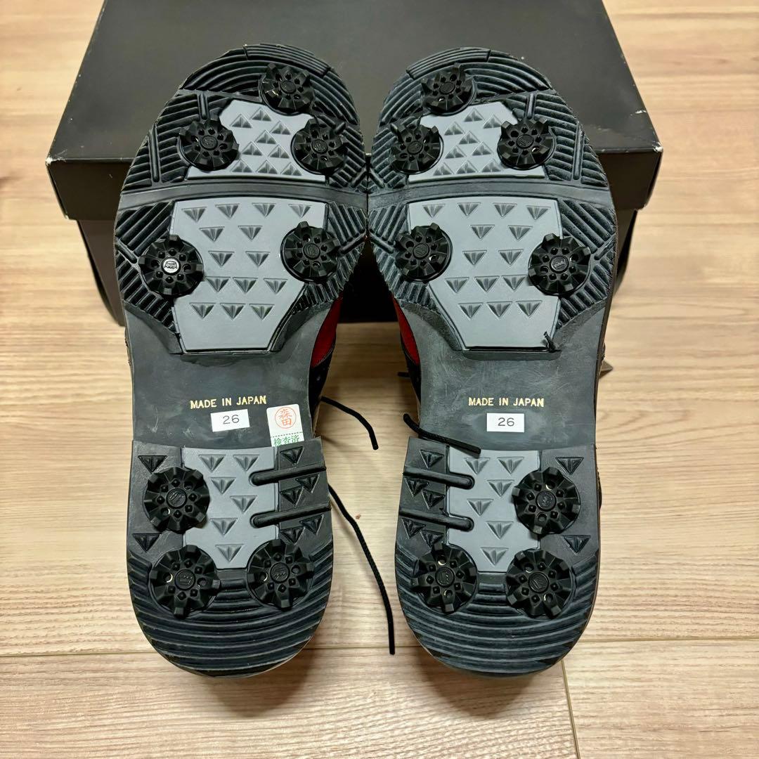 新品未使用 COBACK コバック ゴルフ スパイク 靴 シューズ 本革 赤 黒