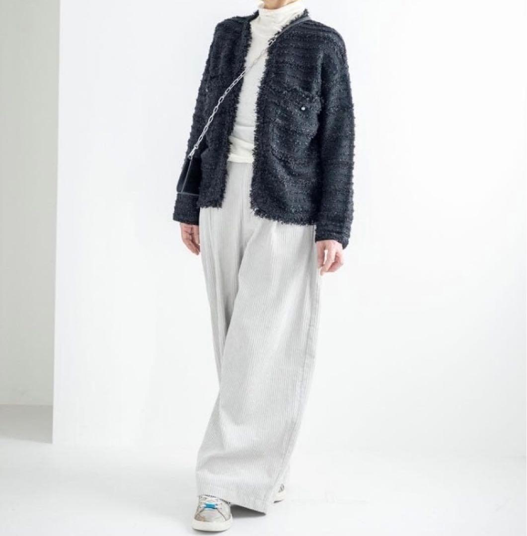 美品　ソージュ ツイードライクニットジャケット