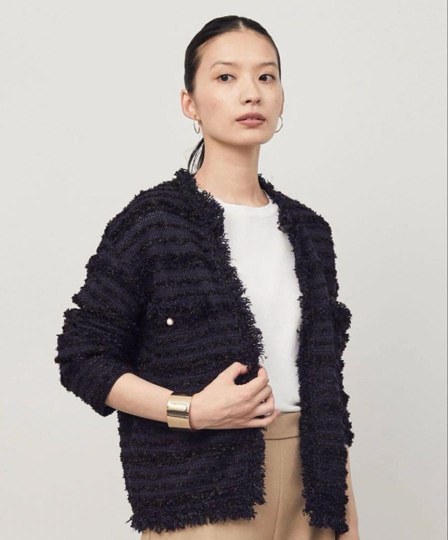 美品　ソージュ ツイードライクニットジャケット