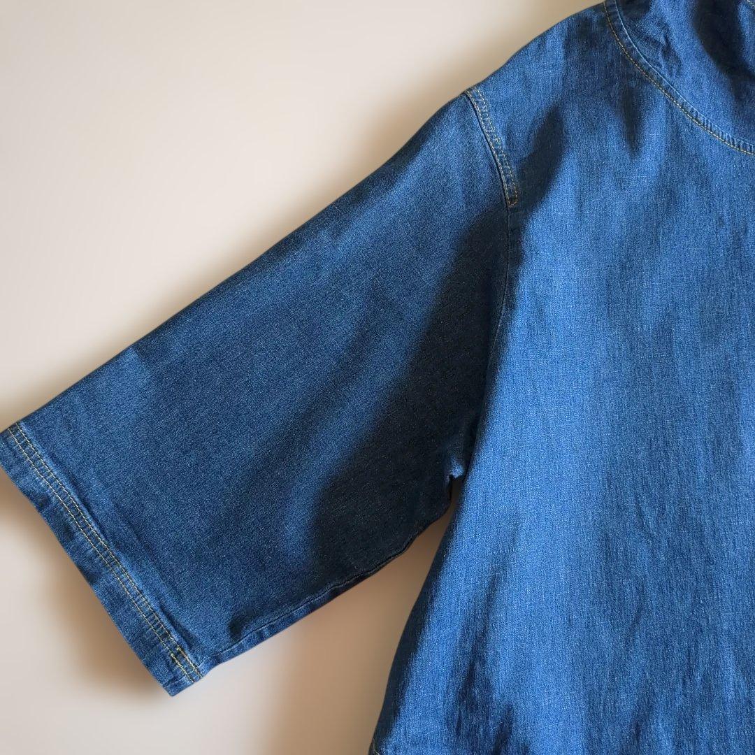 i+mu センソユニコ ロングワンピース インディゴ フレア ゆったり 40