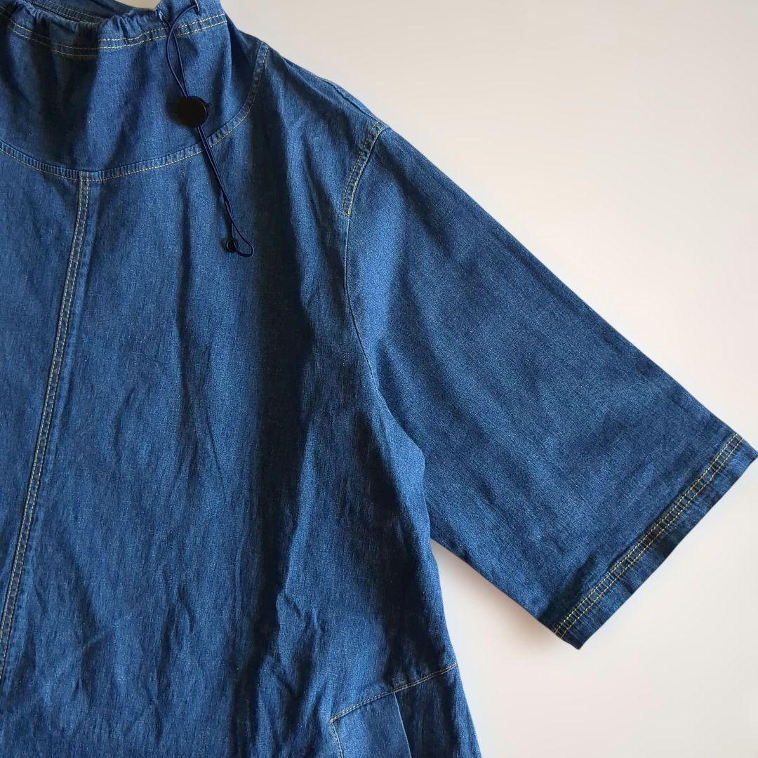 i+mu センソユニコ ロングワンピース インディゴ フレア ゆったり 40