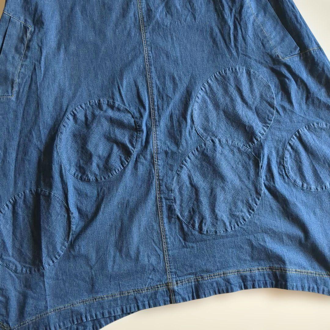 i+mu センソユニコ ロングワンピース インディゴ フレア ゆったり 40