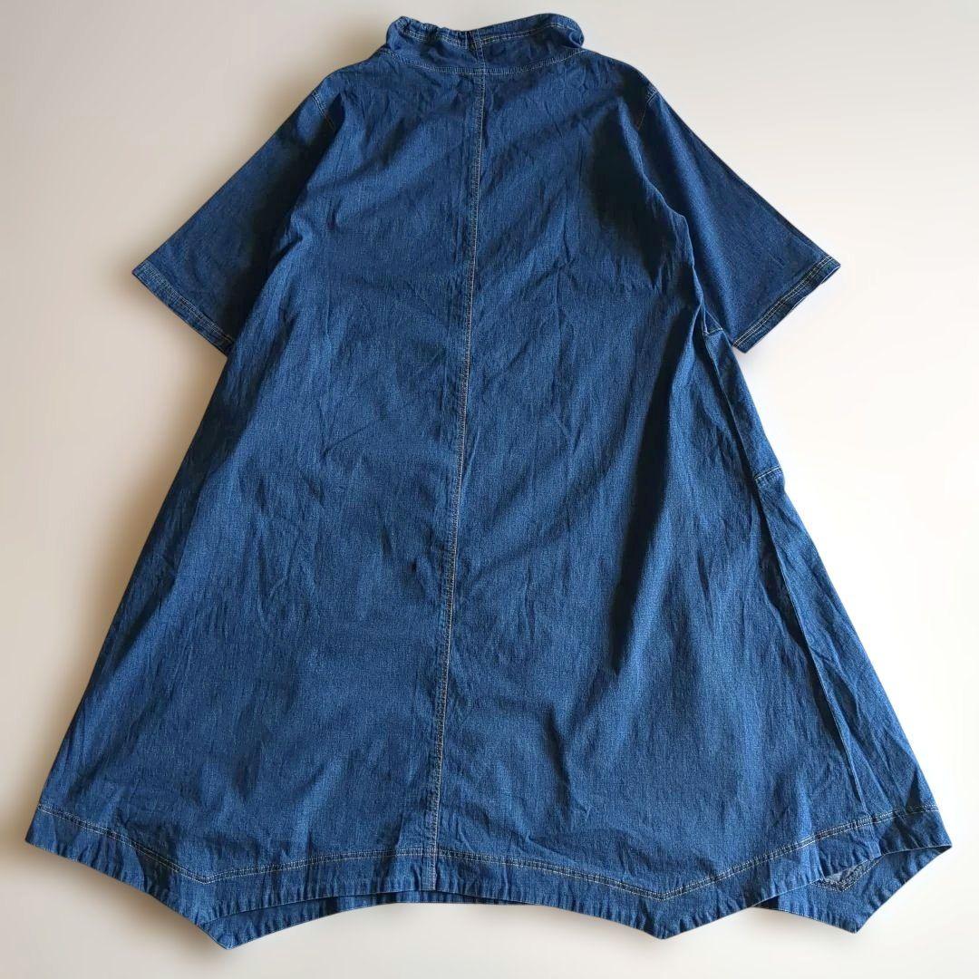 i+mu センソユニコ ロングワンピース インディゴ フレア ゆったり 40