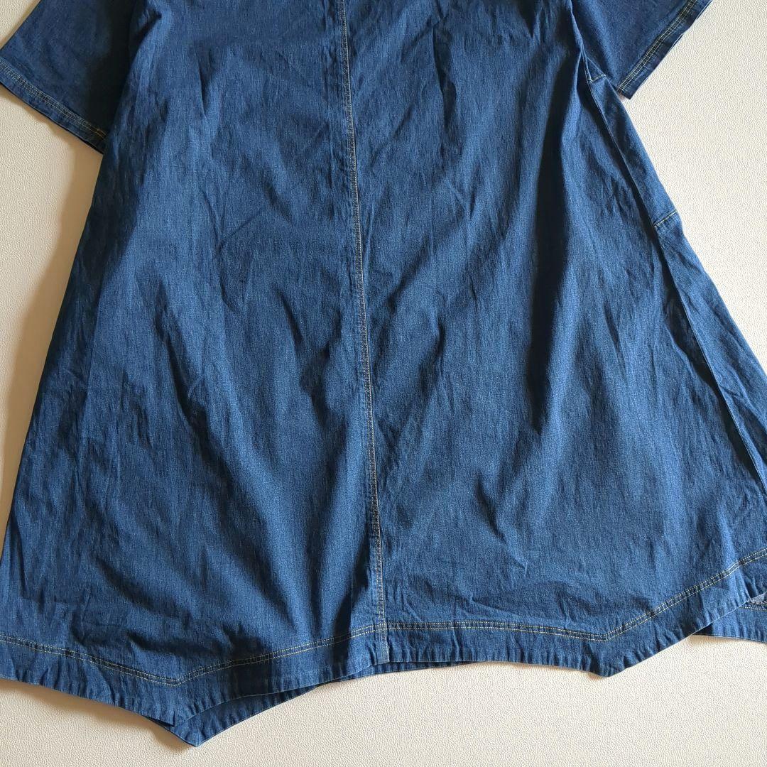 i+mu センソユニコ ロングワンピース インディゴ フレア ゆったり 40