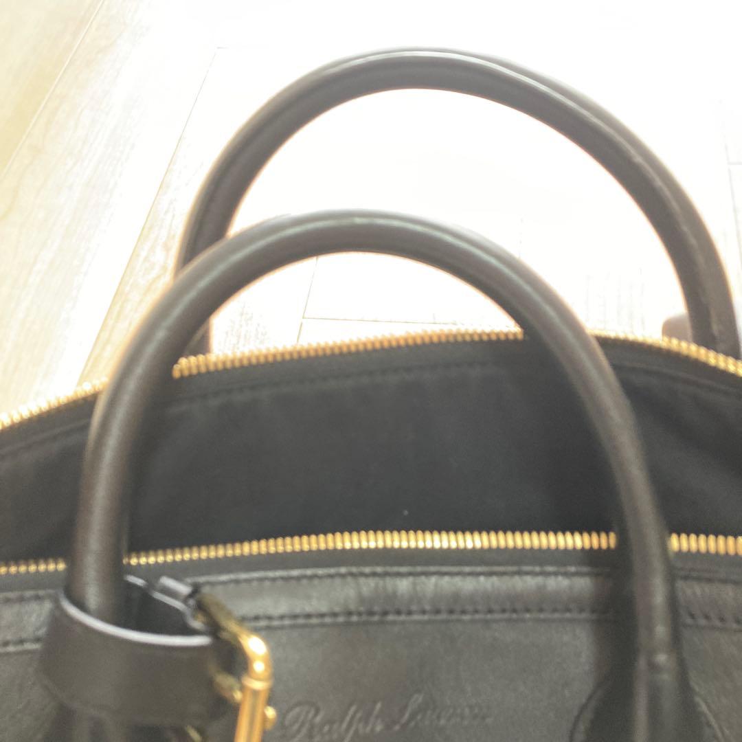 黒レザー ボストンバッグ ゴールド金具