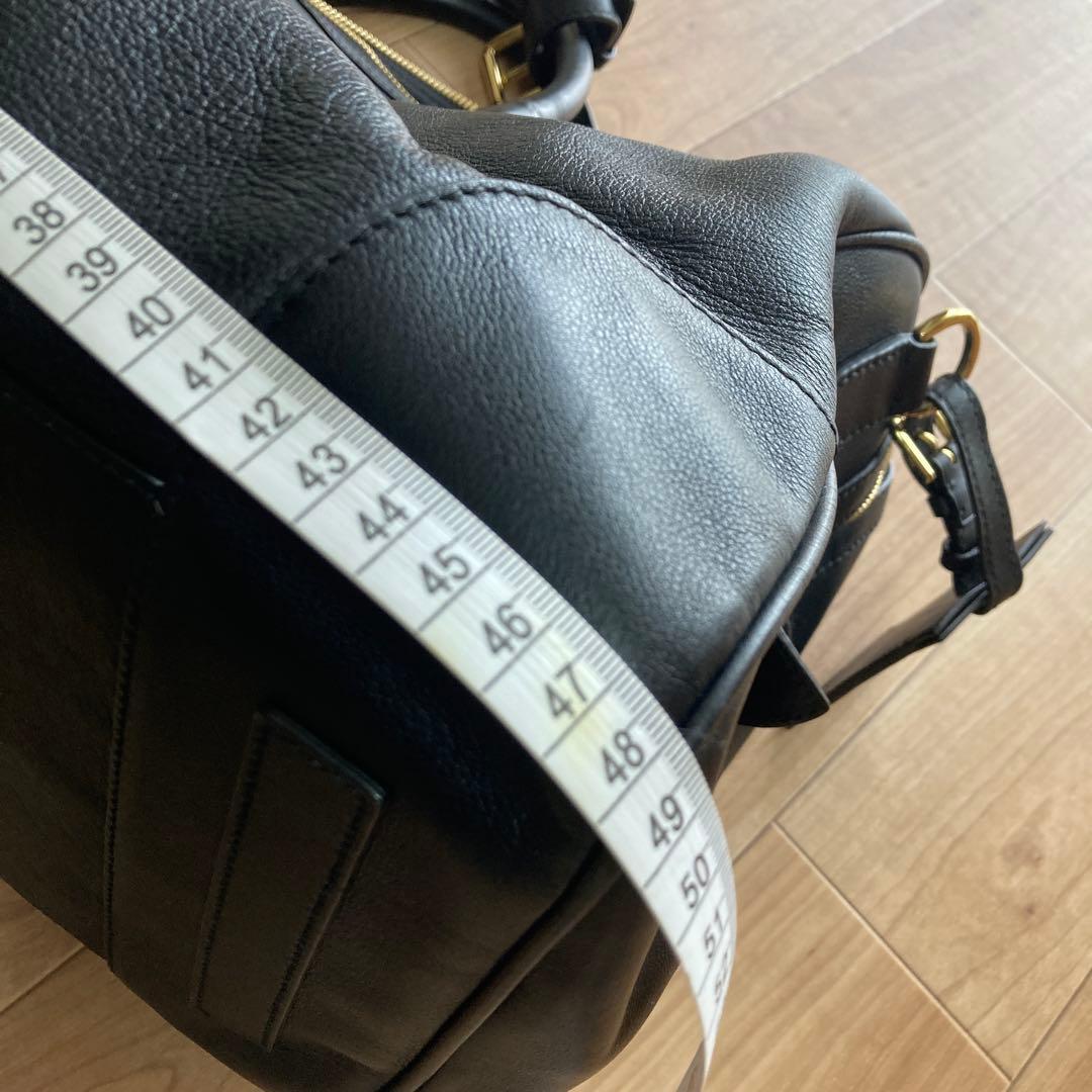 黒レザー ボストンバッグ ゴールド金具