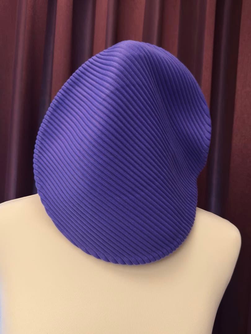 紫色リブデザインベレー帽